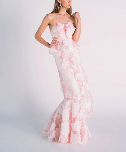 Luolandi Pink and Strapless Mermaid Long Prom Dress Formal Dress Party Dress Beautiful